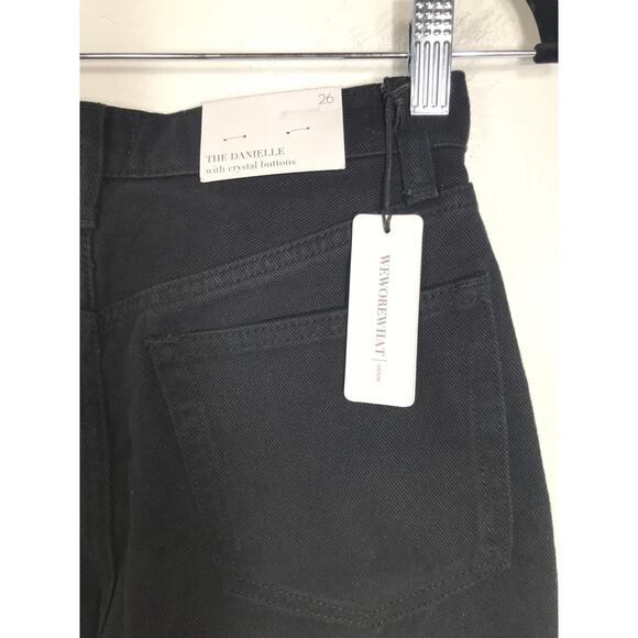 WEWOREWHAT NWT Danielle Black Crystal Button Straight Leg Jean Womens 26 Preppy - Picture 5 of 13